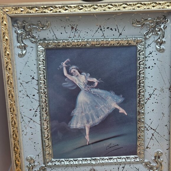 Vintage Ballerina Carina Art Print Shadow Box Metal Frame - Set Of 2 - Picture 2 of 12